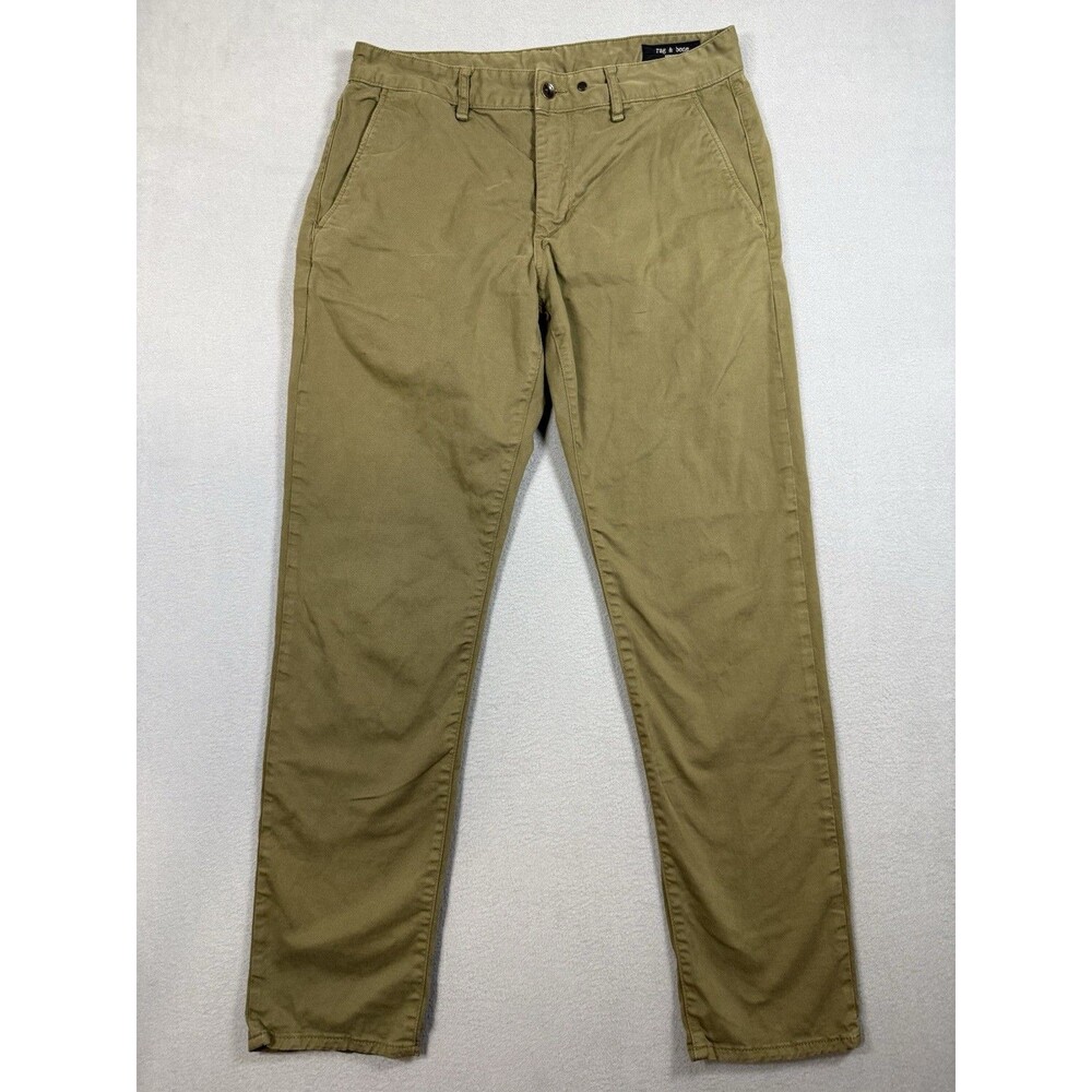 Rag & Bone Mens 33 Fit 2 Slim Straight Chino Pants Dark Army Olive Green Twill